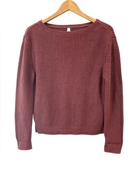 Pact Women's organic cotton luxe knit boatneck Sweater S mauve rose NWOT